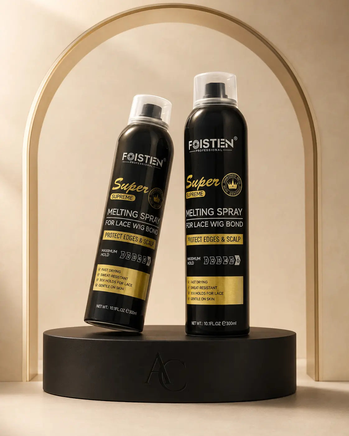 Foisten Super Holder Melting Spray — Duo — mise en scène studio AC