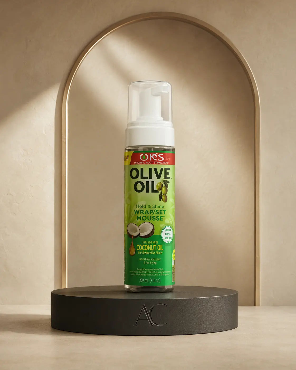 ORS Olive Oil Styling Mousse — mise en scène studio AC
